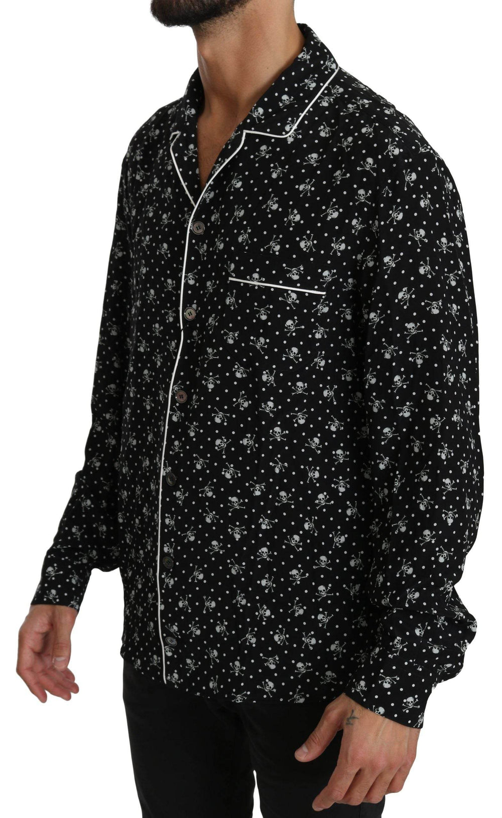 Dolce & Gabbana Elegantes Pyjamahemd aus Seide mit Totenkopfdruck - Léoré