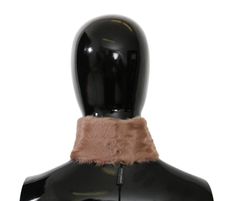 Dolce & Gabbana Eleganter beigefarbener Lammfellschal - Léoré