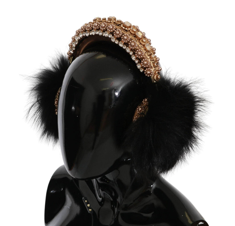 Dolce & Gabbana Kopfhörer mit Gold-Schwarz-Kristall-Verzierung - Léoré