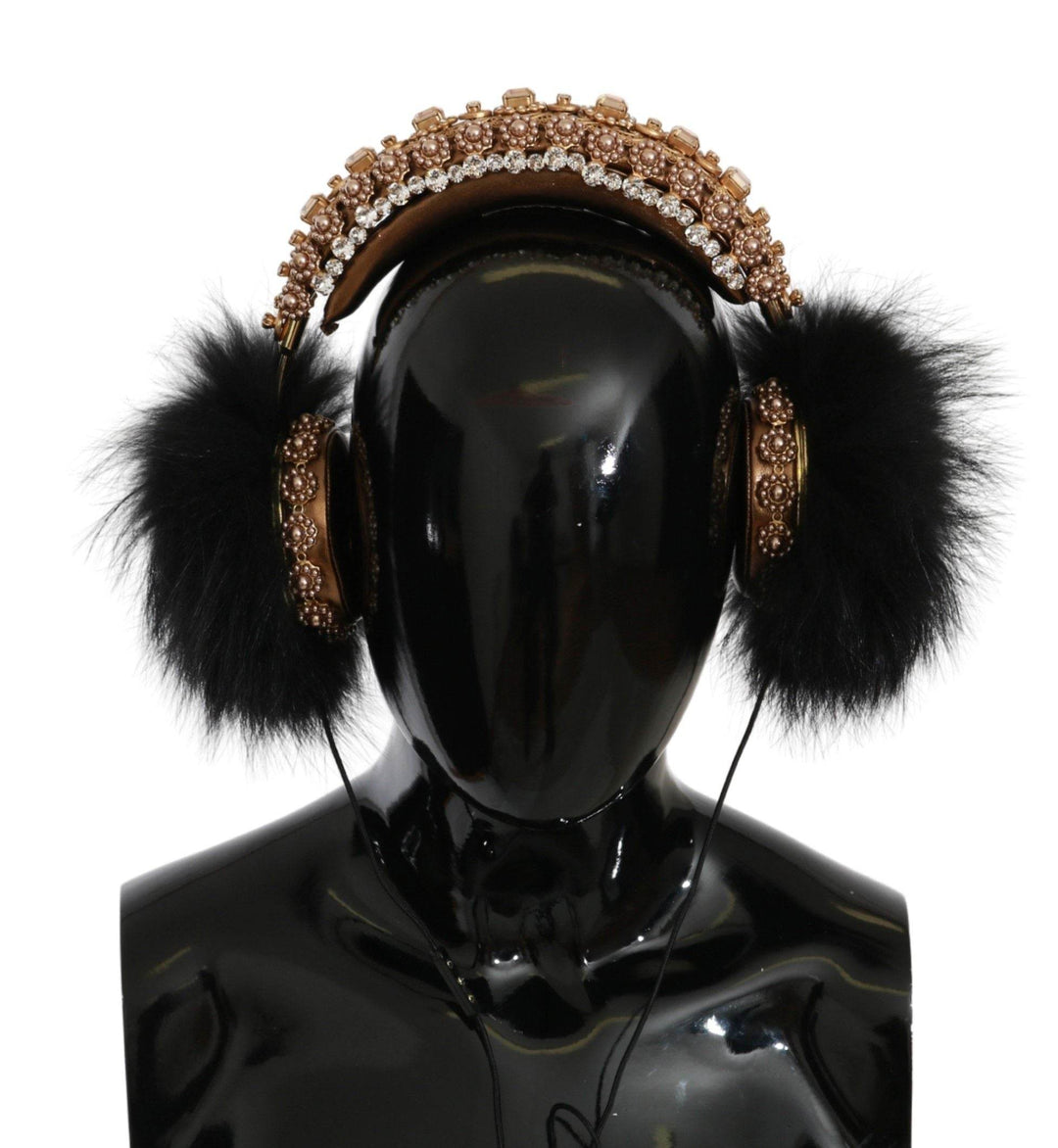 Dolce & Gabbana Kopfhörer mit Gold-Schwarz-Kristall-Verzierung - Léoré