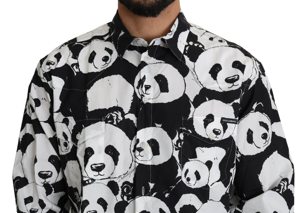 Dolce & Gabbana Hemd mit Pandadruck aus reiner Baumwolle - Schwarz Weiß - Léoré