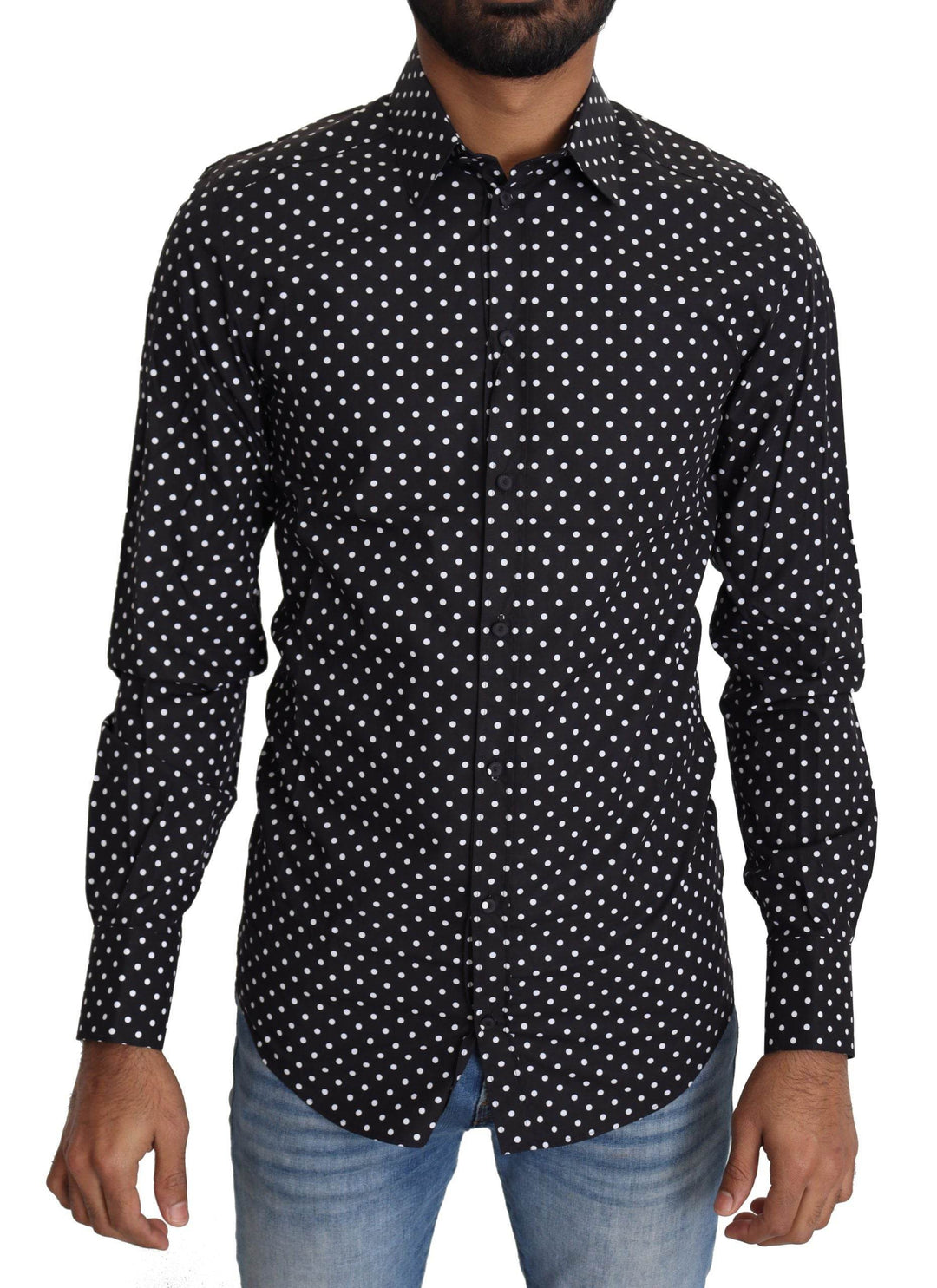 Dolce & Gabbana Elegantes Langarmhemd mit Polka Dot für Männer - Léoré