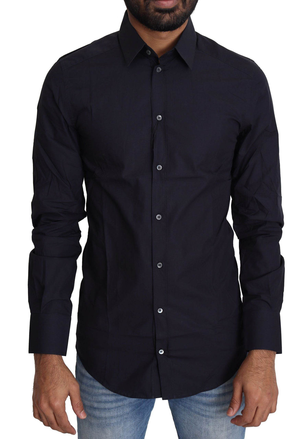 Dolce & Gabbana Marineblaues Slim Fit Hemd aus der Gold Serie - Léoré