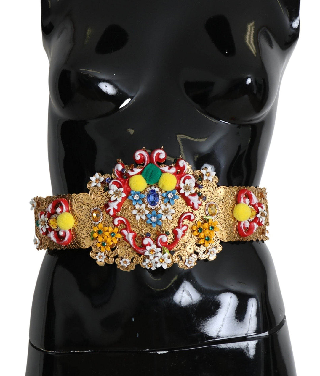 Dolce & Gabbana Goldfarbener Taillengürtel mit floralem Kristall - Léoré