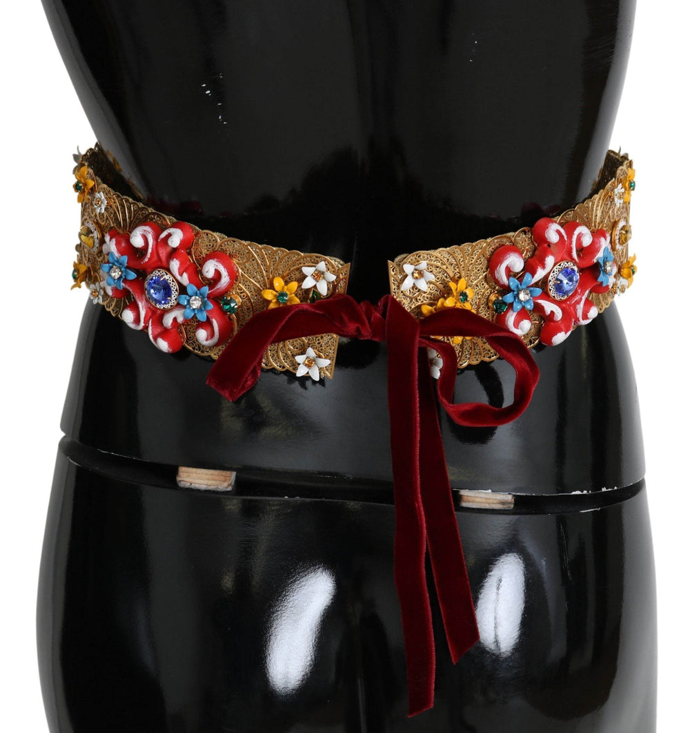 Dolce & Gabbana Goldener floraler, kristallverzierter Taillengürtel - Léoré