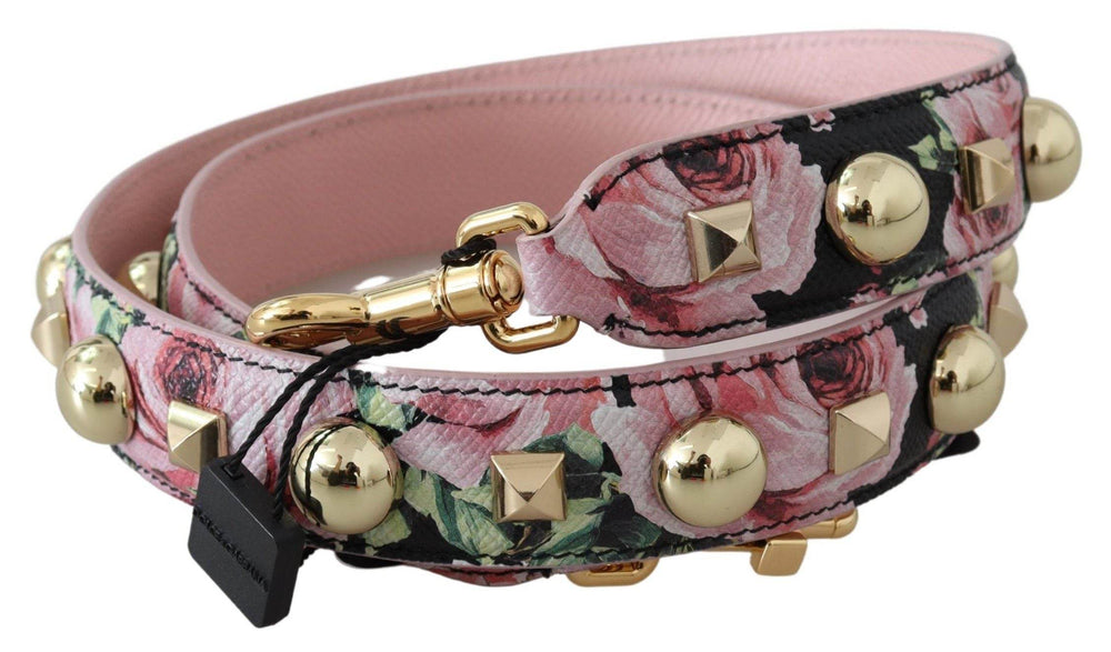 Dolce & Gabbana Florales Lederarmband mit goldenen Nieten in Rosa - Léoré