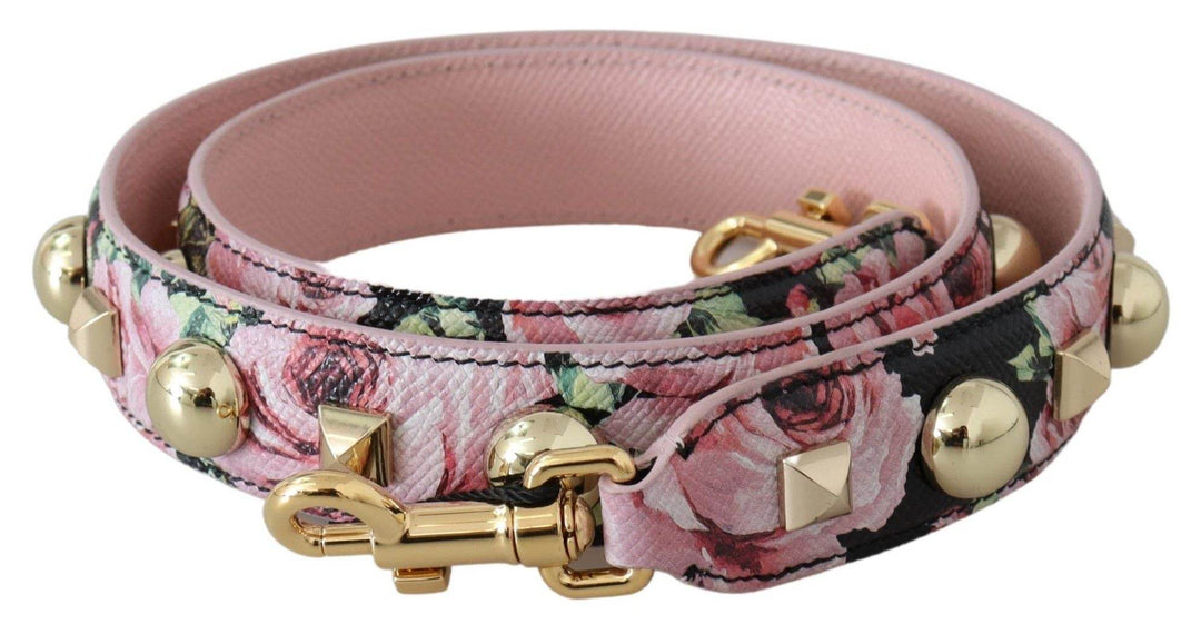 Dolce & Gabbana Florales Lederarmband mit goldenen Nieten in Rosa - Léoré