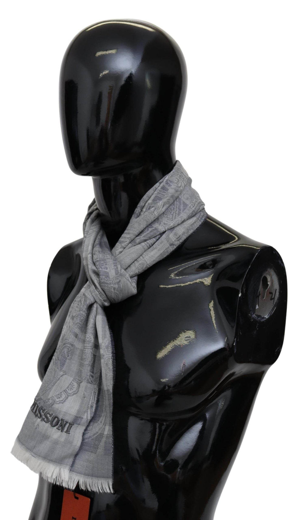 Missoni Schicker grauer Unisex-Wollschal mit Logo-Stickerei - Léoré