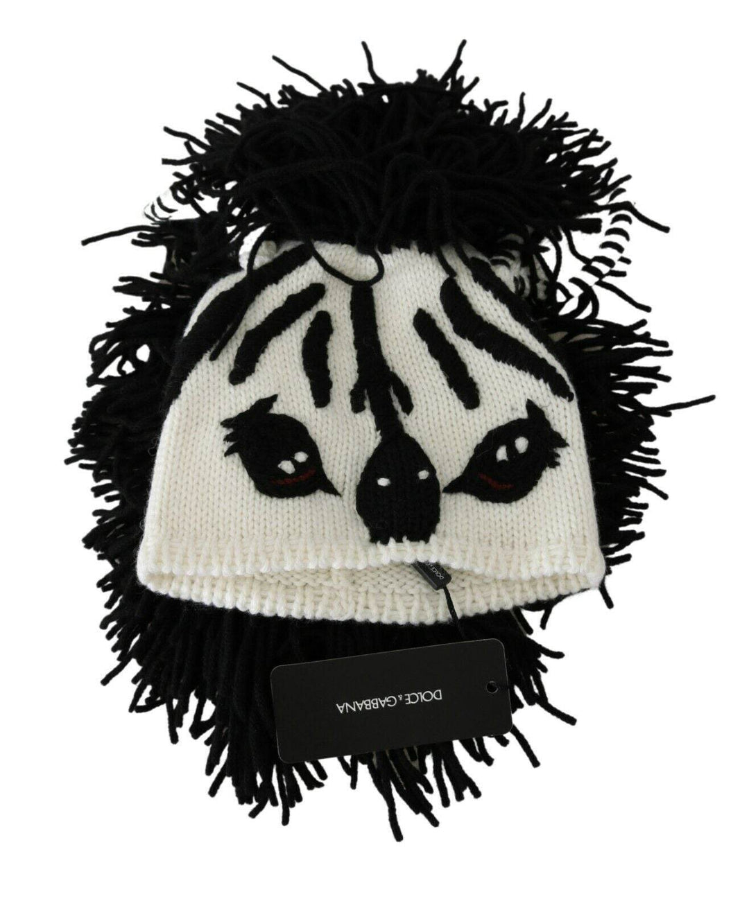 Dolce & Gabbana Schwarz-weiß gestrickte Kaschmir-Mütze - Léoré