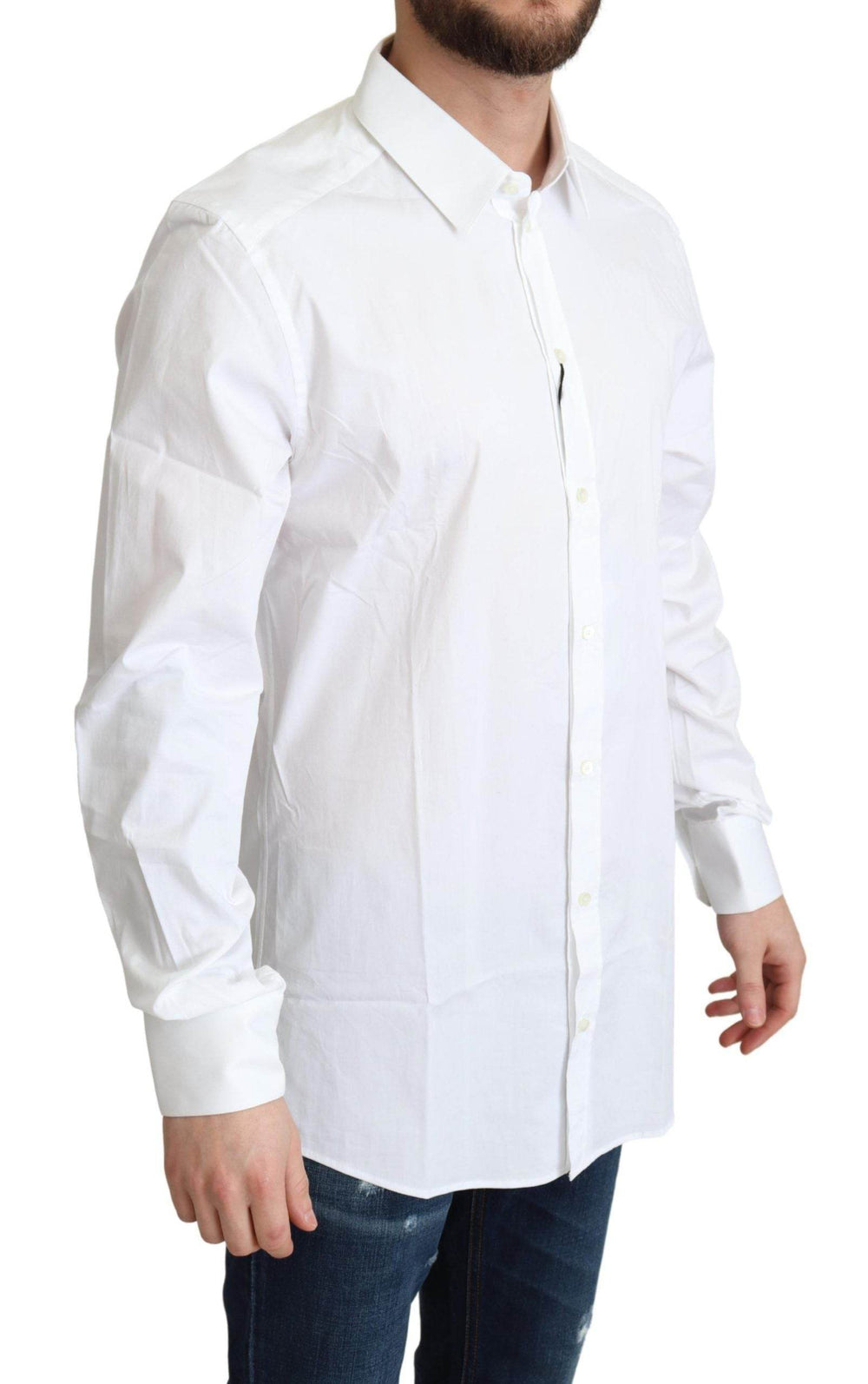 Dolce & Gabbana Elegantes weißes Baumwoll-Stretch-Hemd - Léoré
