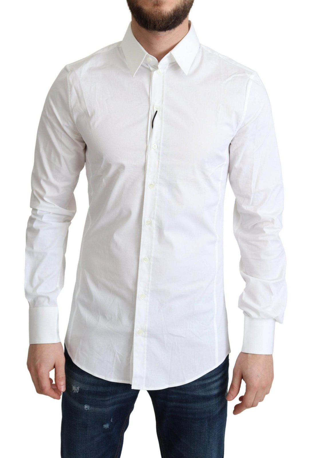 Dolce & Gabbana Elegantes weißes Baumwoll-Stretch-Hemd - Léoré