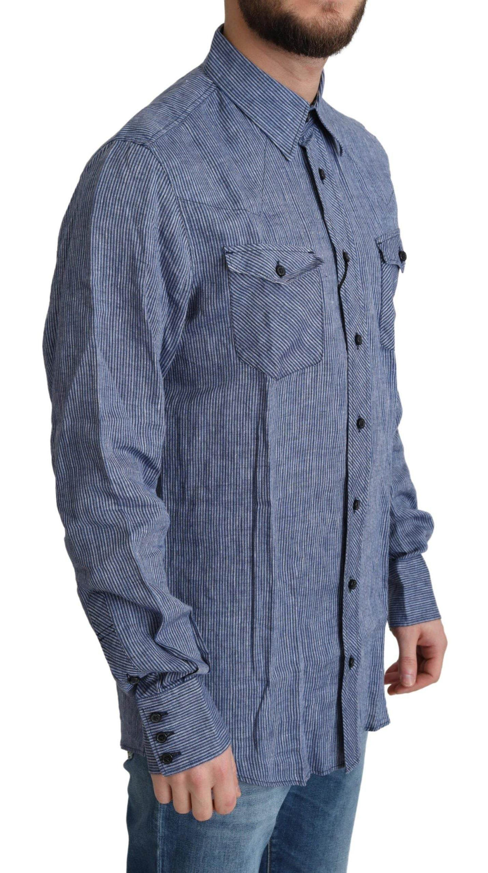 Dolce & Gabbana Elegantes gestreiftes Button-Down-Hemd aus Leinen - Léoré