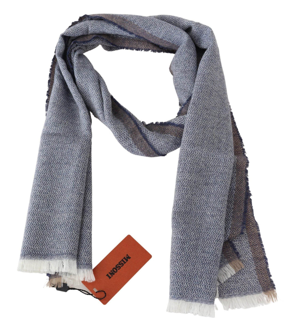 Missoni Eleganter grauer Wollschal mit Streifen und Fransen - Léoré