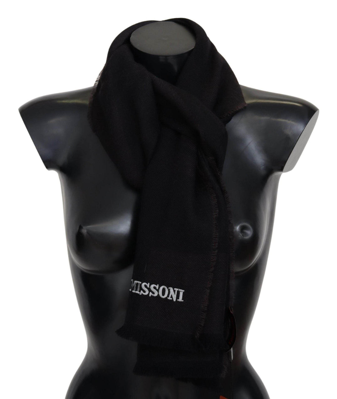 Missoni Eleganter schwarzer Wollschal mit Logo-Stickerei - Léoré