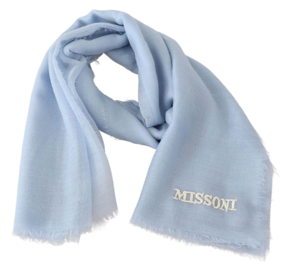 Missoni Eleganter hellblauer Kaschmirschal mit Fransen - Léoré
