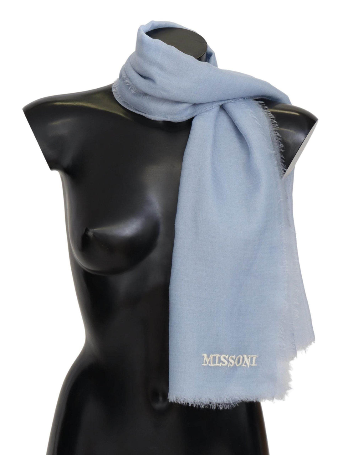 Missoni Eleganter hellblauer Kaschmirschal mit Fransen - Léoré