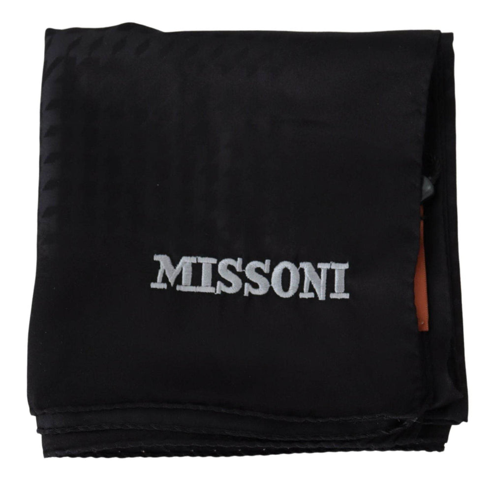 Missoni Eleganter schwarzer Wollschal mit gesticktem Logo - Léoré