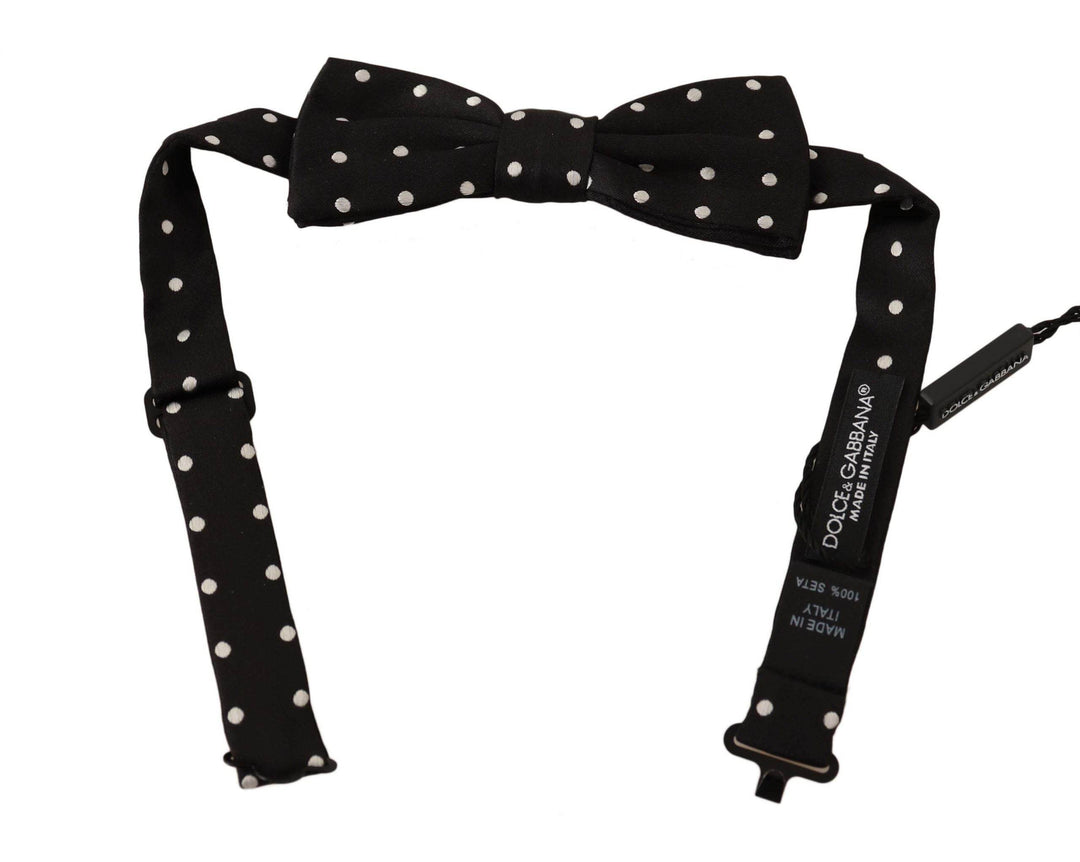 Dolce & Gabbana Elegante Schwarz gepunktete Seidenfliege - Léoré