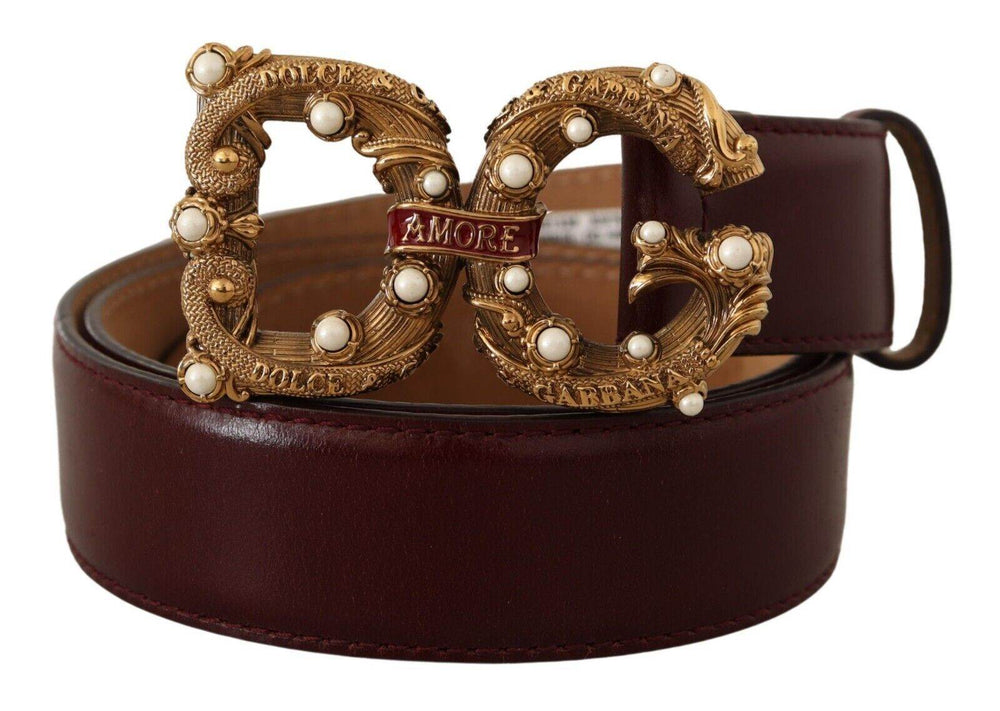 Dolce & Gabbana Eleganter Amore-Gürtel aus bordeauxfarbenem Leder - Léoré