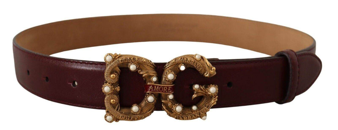 Dolce & Gabbana Eleganter Amore-Gürtel aus bordeauxfarbenem Leder - Léoré