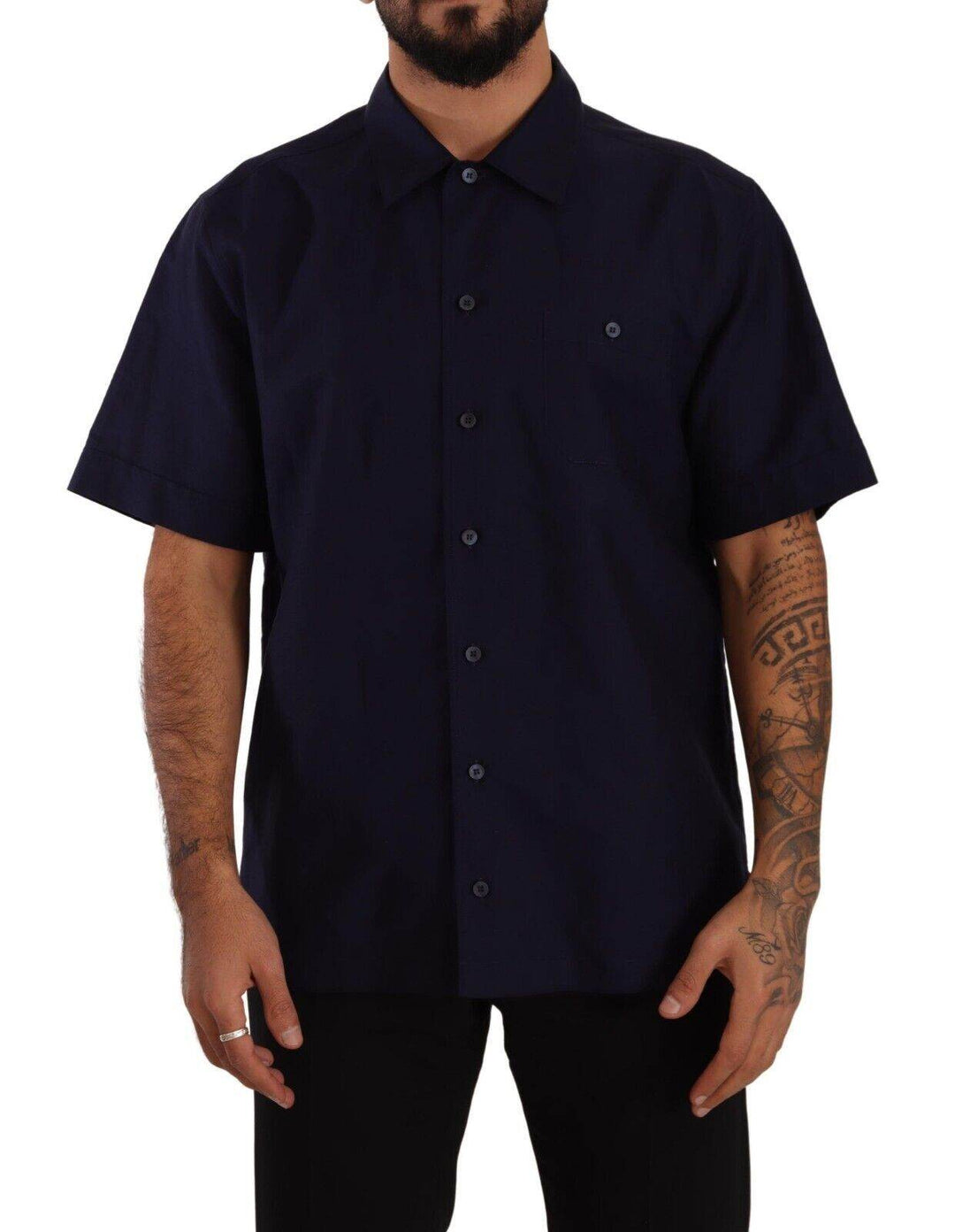 Dolce & Gabbana Elegantes Marineblaues Button-Down Freizeithemd - Léoré