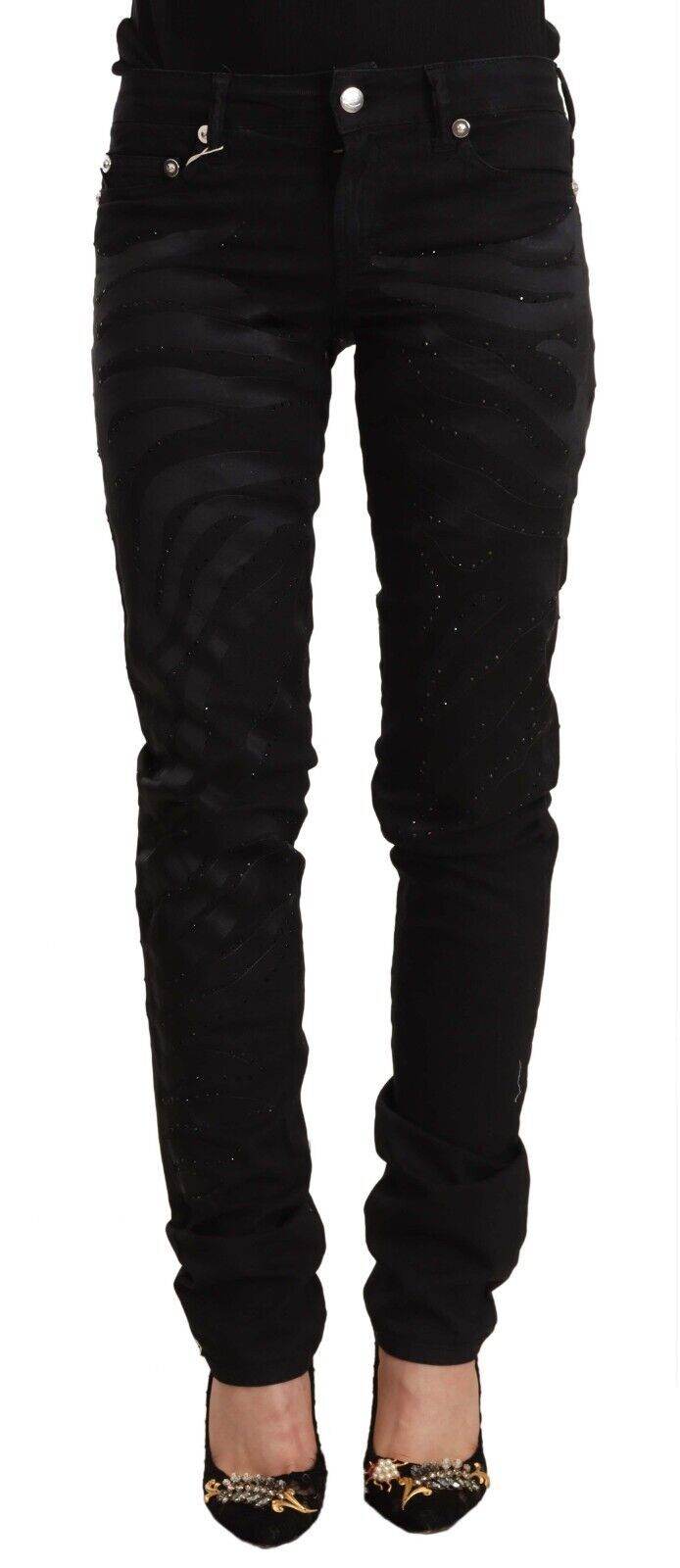 Just Cavalli Elegante schwarze Slim Fit Jeans mit Verzierungen - Léoré