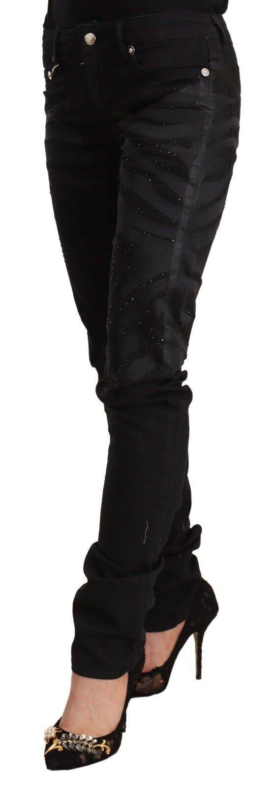 Just Cavalli Elegante schwarze Slim Fit Jeans mit Verzierungen - Léoré