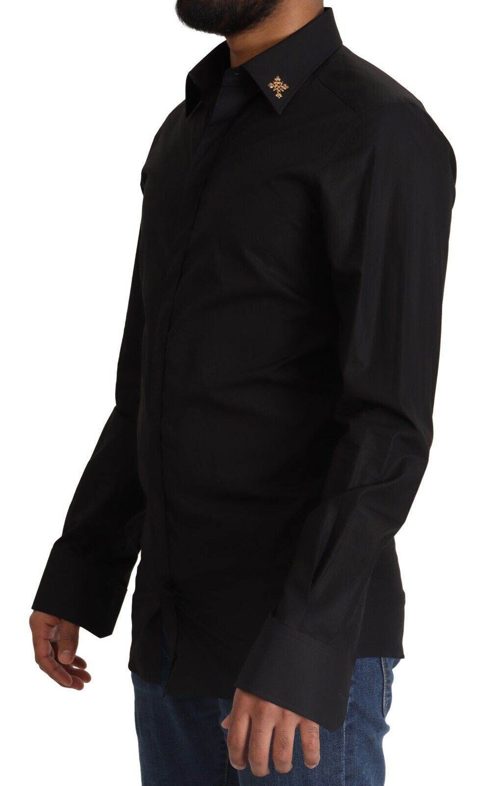 Dolce & Gabbana Elegantes Slim Fit Schwarzes Baumwollhemd - Léoré