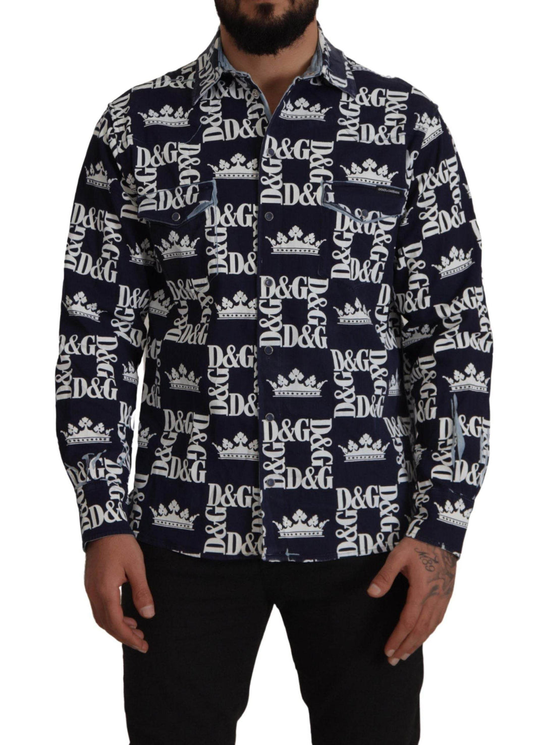 Dolce & Gabbana Elegantes Slim Fit Blue Crown Hemd - Léoré