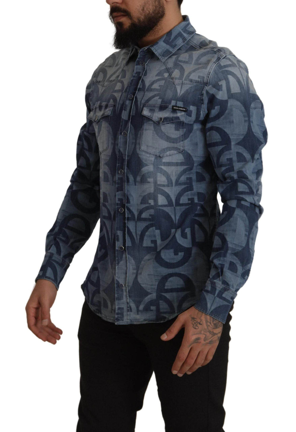 Dolce & Gabbana Elegantes Slim Fit Casual Blaues Herrenhemd - Léoré