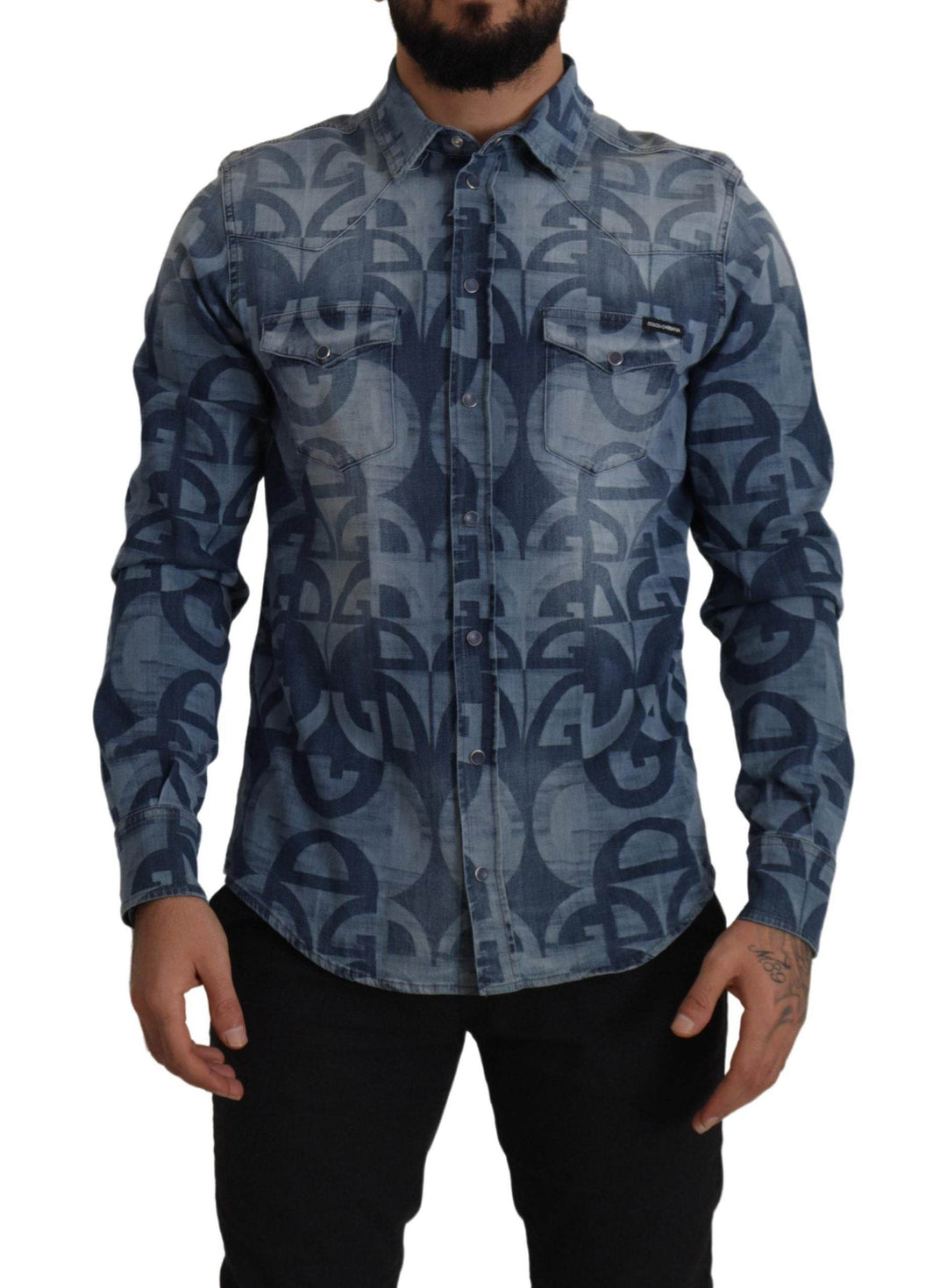 Dolce & Gabbana Elegantes Slim Fit Casual Blaues Herrenhemd - Léoré