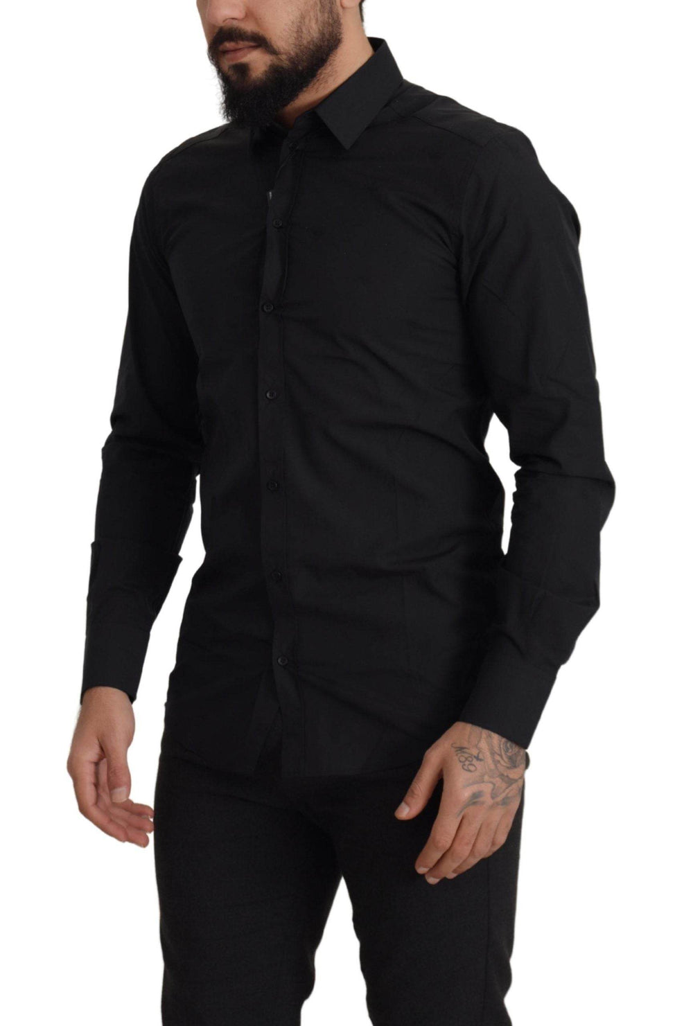 Dolce & Gabbana Elegantes Slim Fit Schwarzes Baumwollhemd - Léoré
