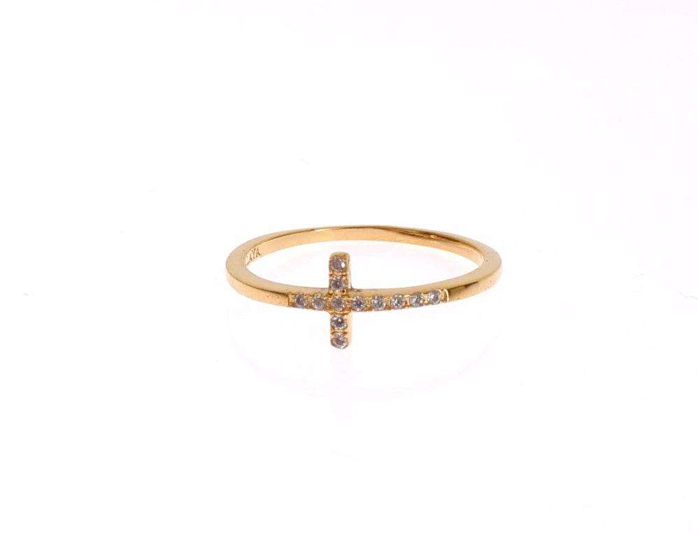 Nialaya Schicker handgefertigter goldener CZ Kristall Ring - Léoré