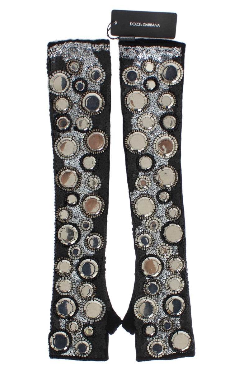 Dolce & Gabbana Fingerlose Handschuhe aus Kaschmir mit Paillettenbesatz - Léoré