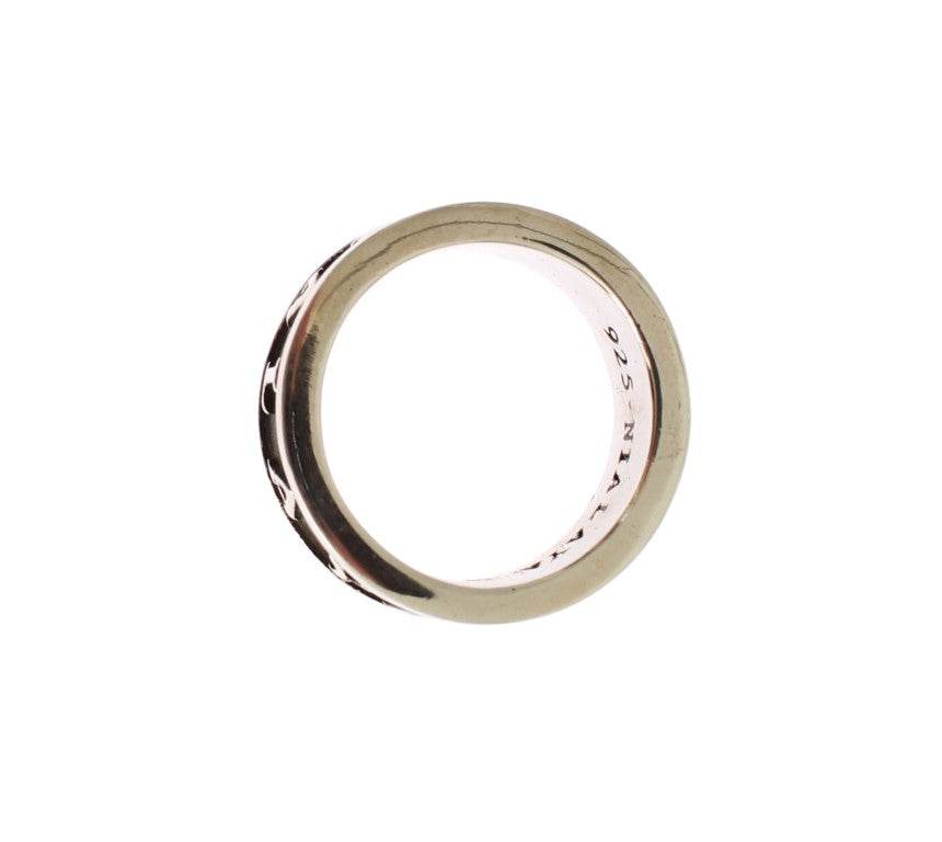 Nialaya Eleganter Silber und Schwarzer Sterling Herrenring - Léoré