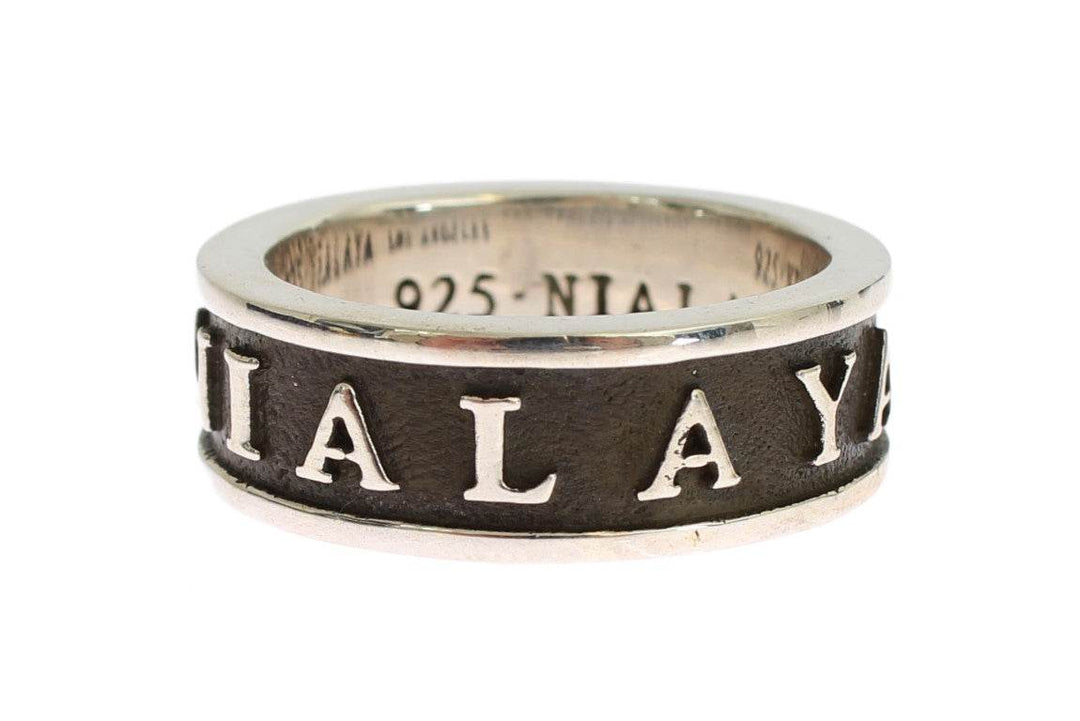 Nialaya Eleganter Silber und Schwarzer Sterling Herrenring - Léoré