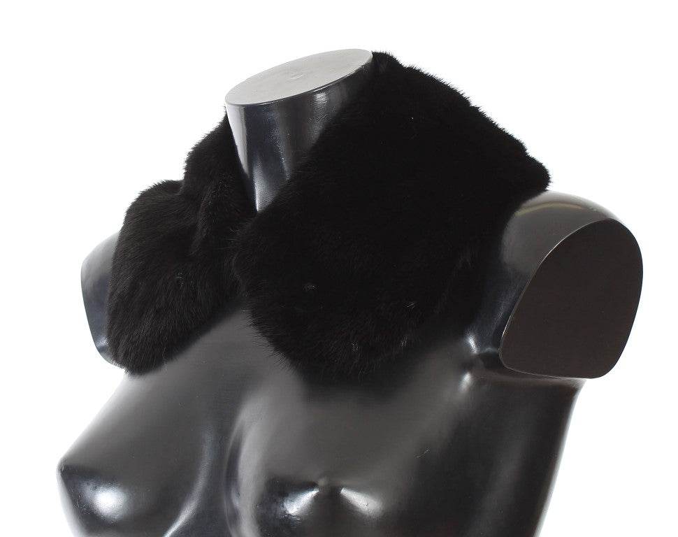 Dolce & Gabbana Elegantes schwarzes Nerzpelz-Schulterhalstuch - Léoré