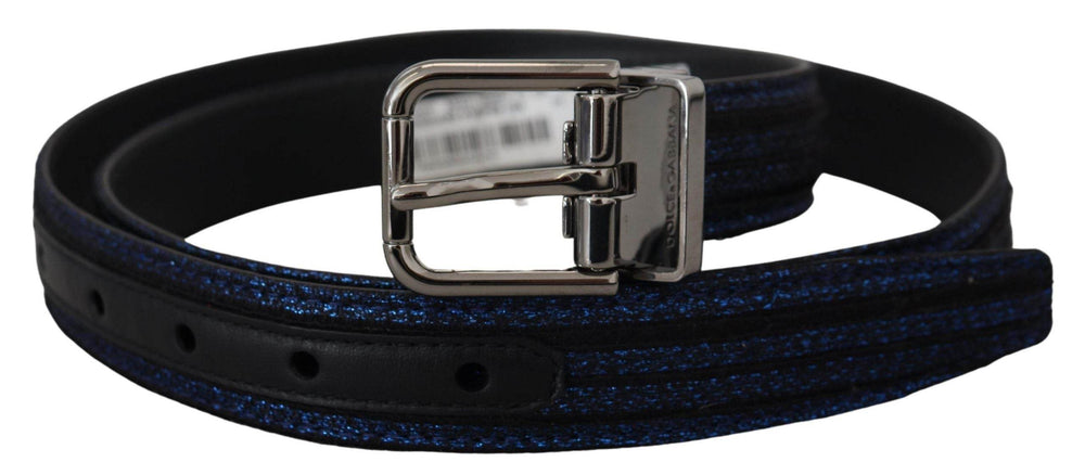 Dolce & Gabbana Eleganter blauer Jacquard-Ledergürtel - Léoré