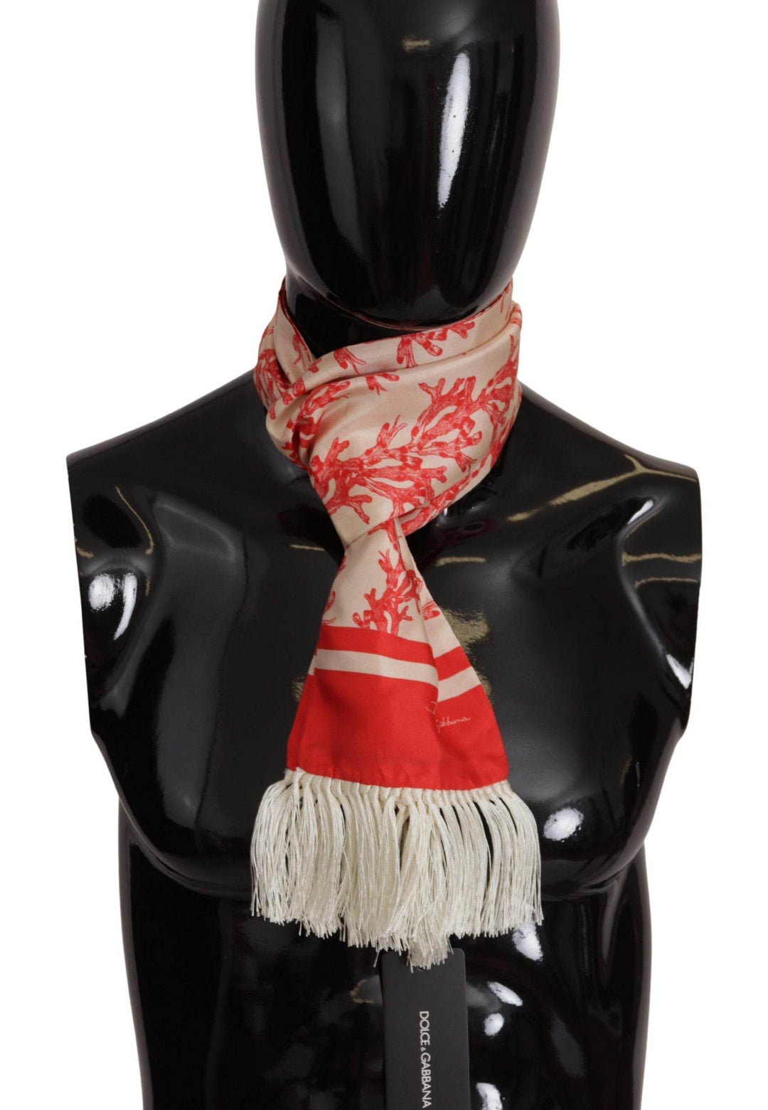 Dolce & Gabbana Eleganter Seidenschal für Männer - Rotes Korallenmuster - Léoré