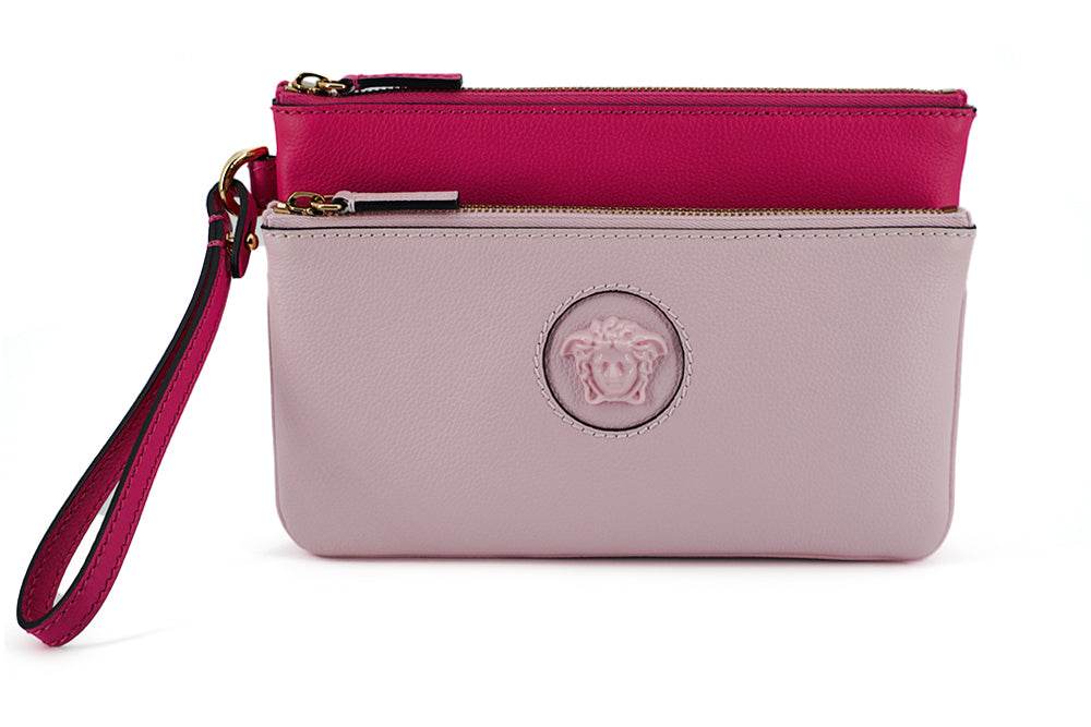 Versace Elegante rosa Lederbeutel-Clutch - Léoré
