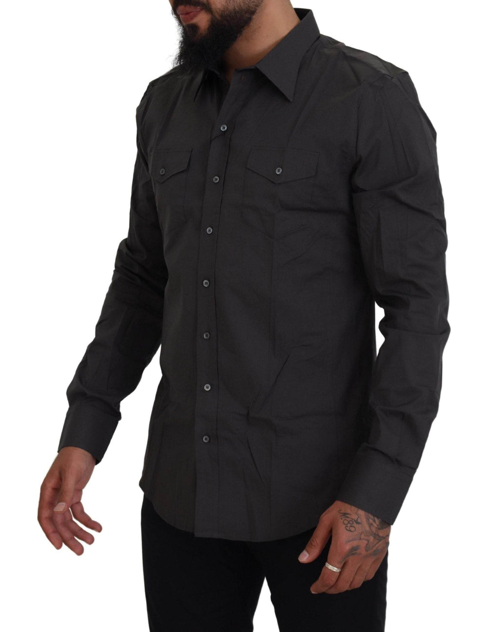 Dolce & Gabbana Elegantes graues Sicilia Slim Fit Hemd - Léoré