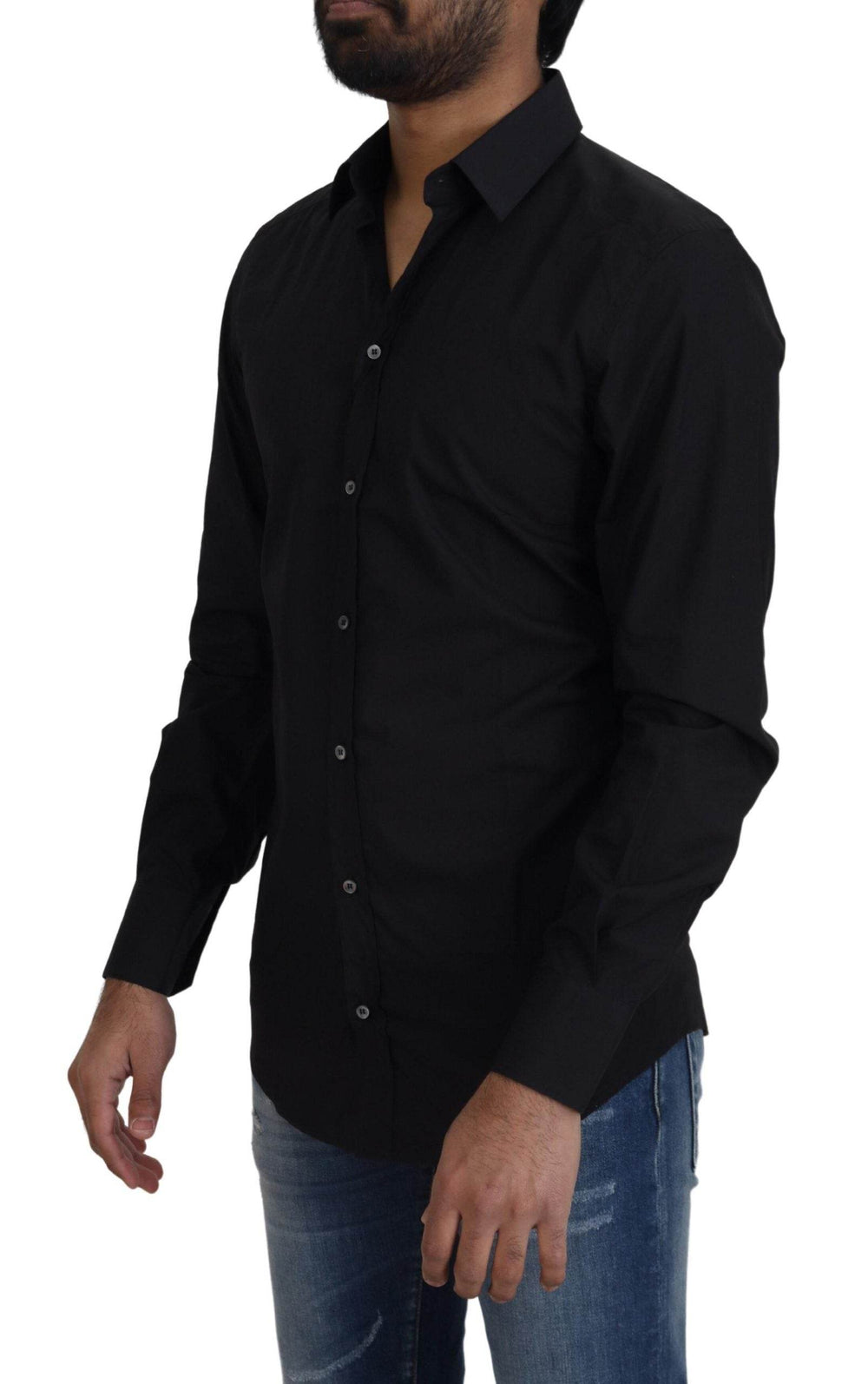Dolce & Gabbana Elegantes Slim Fit Schwarzes Baumwollhemd - Léoré