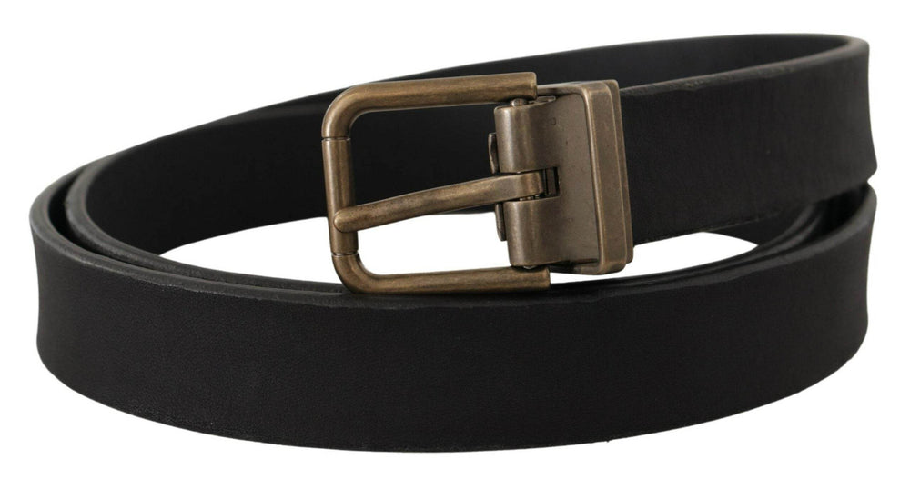 Dolce & Gabbana Eleganter schwarzer Ledergürtel mit Vintage-Metallschnalle - Léoré