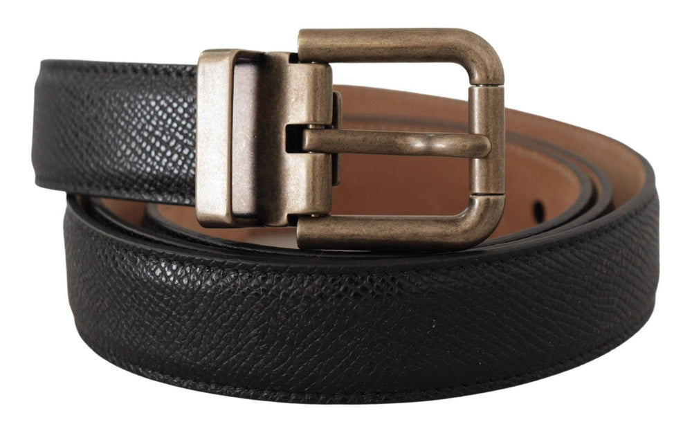 Dolce & Gabbana Eleganter schwarzer Ledergürtel mit Vintage-Metallschnalle - Léoré