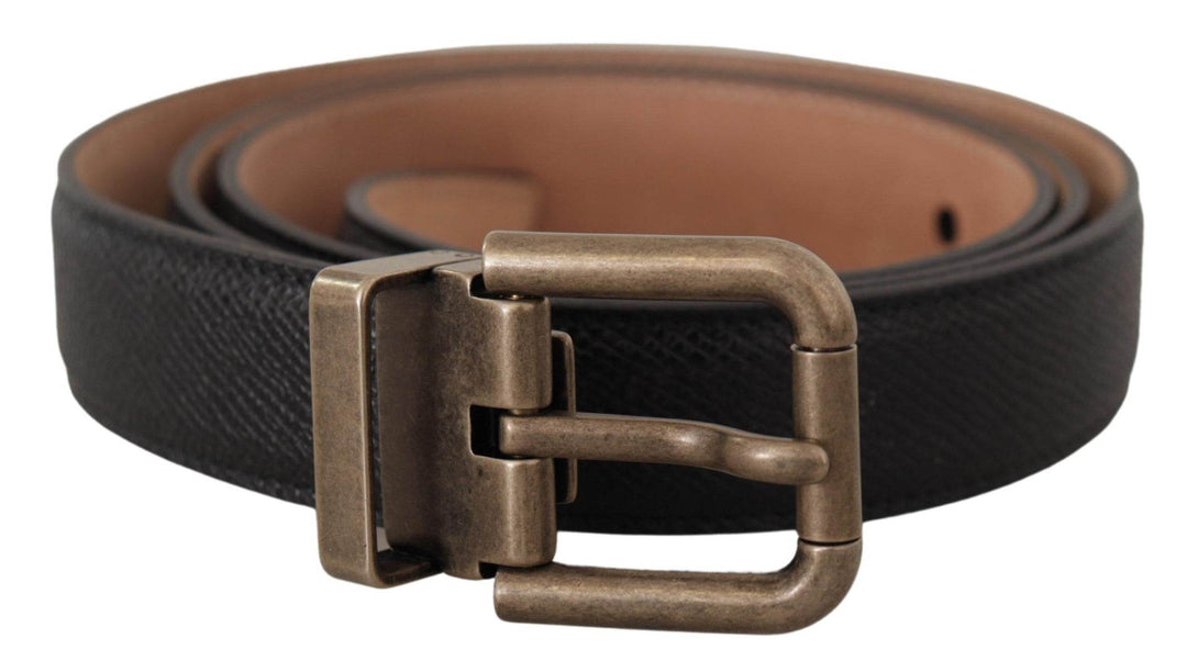 Dolce & Gabbana Eleganter schwarzer Ledergürtel mit Vintage-Metallschnalle - Léoré