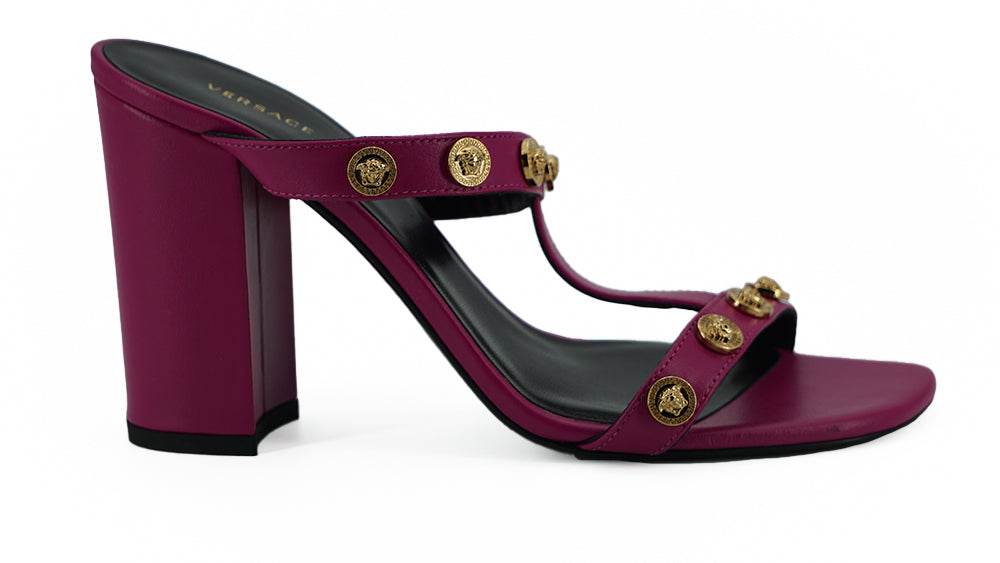 Versace Elegante hohe Sandalen aus lila Kalbsleder - Léoré