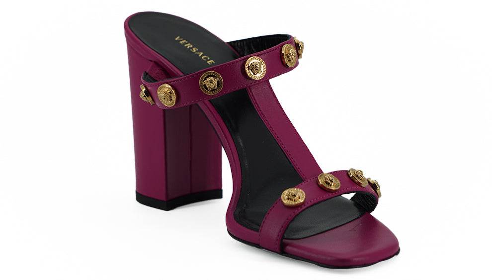 Versace Elegante hohe Sandalen aus lila Kalbsleder - Léoré