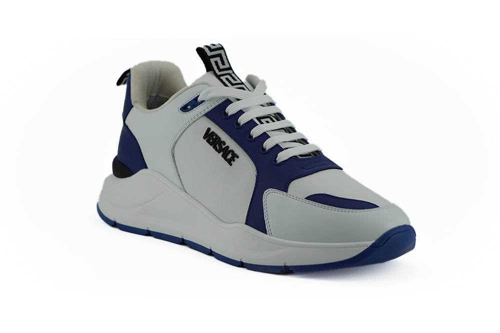 Versace Elegante Leder-Sneakers in Blau und Weiß - Léoré