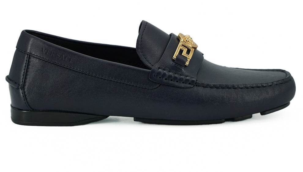 Versace Elegante marineblaue Loafers aus Kalbsleder - Léoré