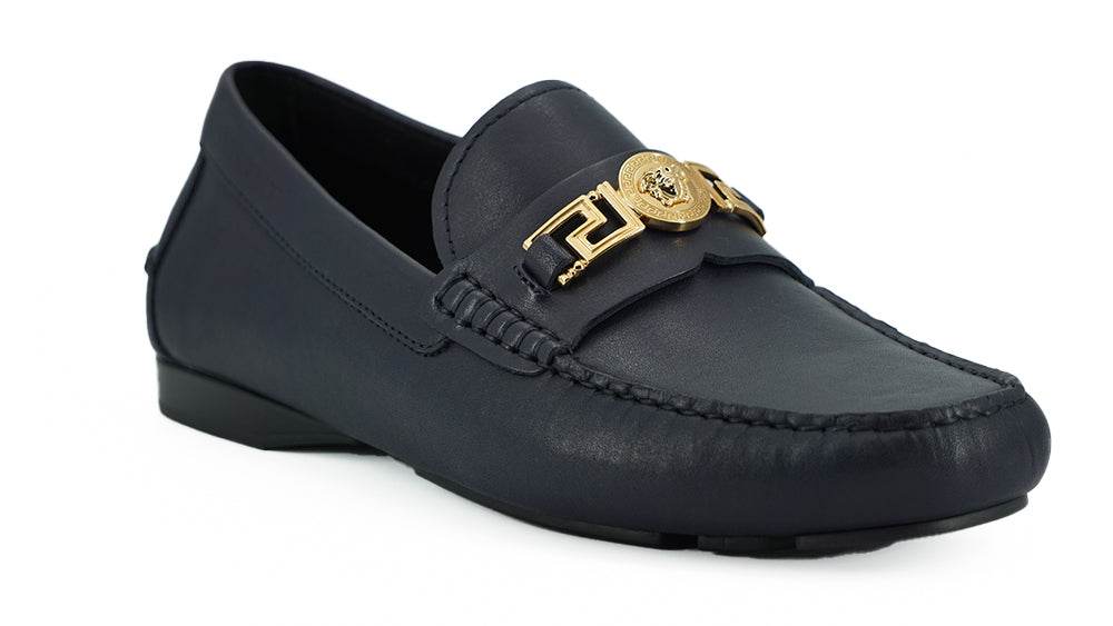 Versace Elegante marineblaue Loafers aus Kalbsleder - Léoré